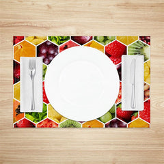 Aperturee - Aperturee Various Honeycomb Fruits Dining Set of 4 Placemats