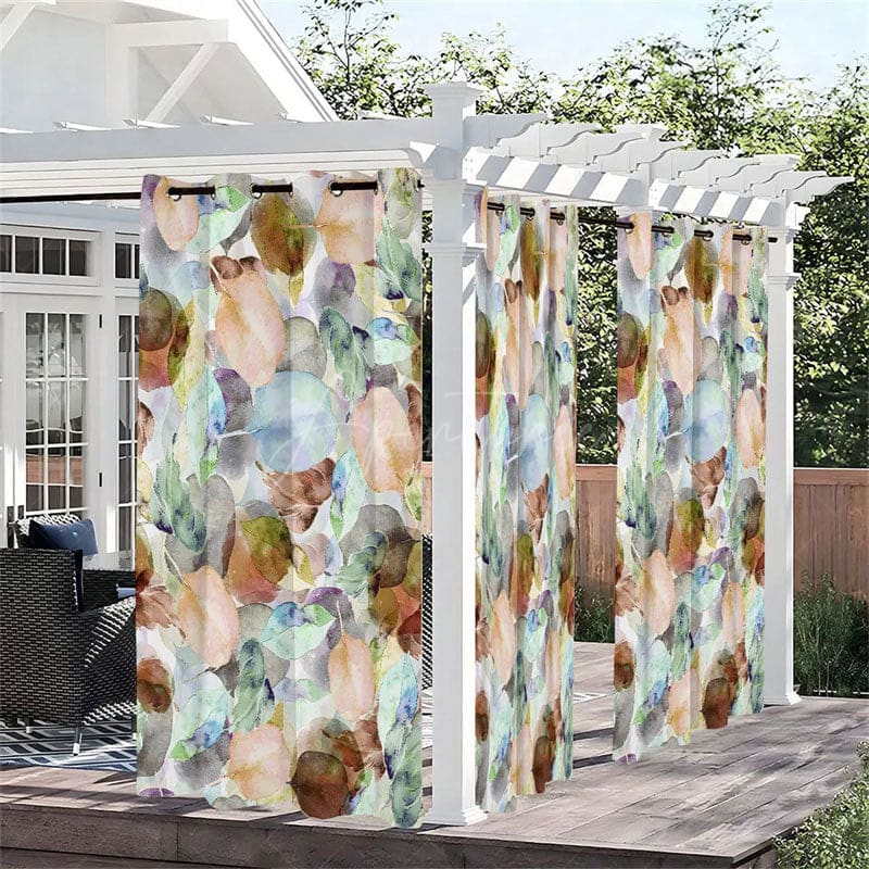 Aperturee - Aperturee Various Leaves Waterproof Printed Outdoor Curtains