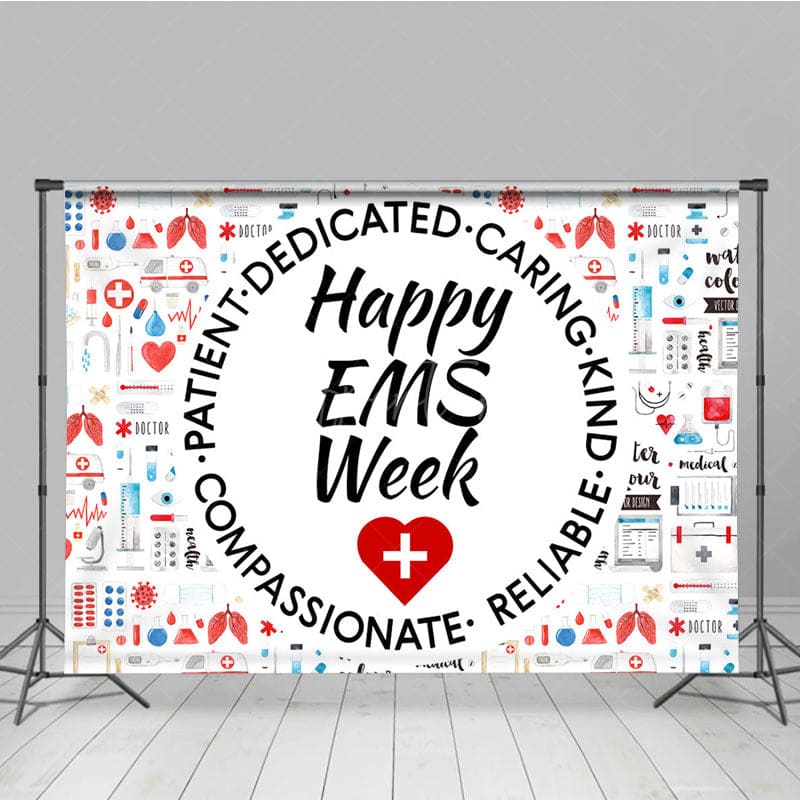 Aperturee - Aperturee Various Medical Equipment Happy EMS Week Backdrop