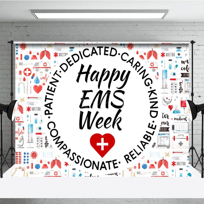 Aperturee - Aperturee Various Medical Equipment Happy EMS Week Backdrop