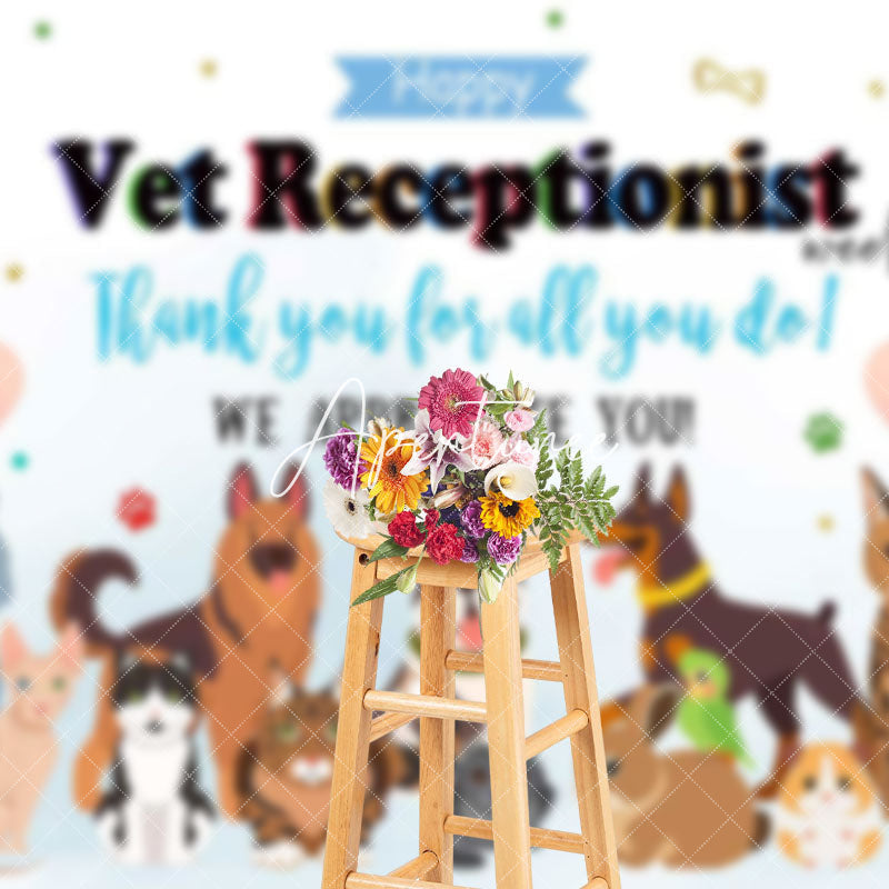 Aperturee - Aperturee Various Pets Vet Receptionist Thank You Backdrop