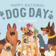 Aperturee - Aperturee Various Puppy Blue Happy National Dog Day Backdrop