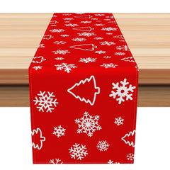Aperturee - Aperturee Various Snowflakes Tree Pattern Xmas Table Runner