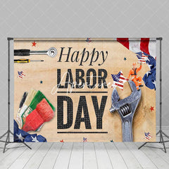 Aperturee - Aperturee Various Tools Wood Grain Happy Labor Day Backdrop