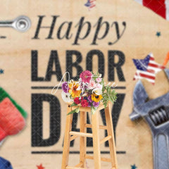 Aperturee - Aperturee Various Tools Wood Grain Happy Labor Day Backdrop