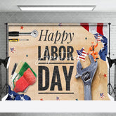 Aperturee - Aperturee Various Tools Wood Grain Happy Labor Day Backdrop