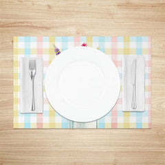 Aperturee - Aperturee Vase Floral Colorful Plaid Dining Set of 4 Placemats