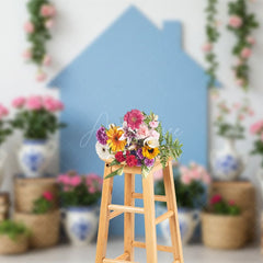 Aperturee - Aperturee Vase With Flowers Spring Sweet Photography Backdrop