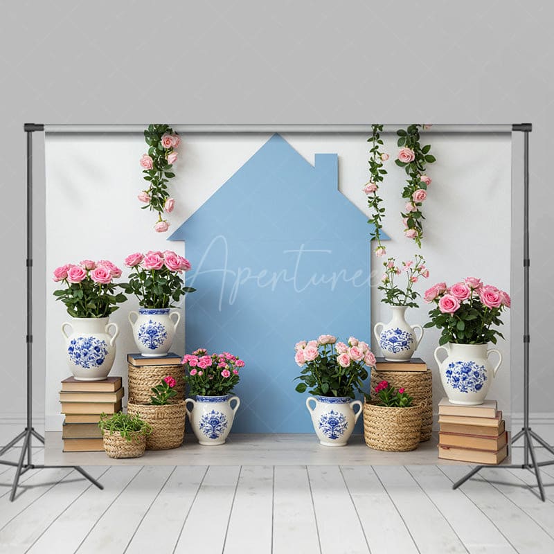 Aperturee - Aperturee Vase With Flowers Spring Sweet Photography Backdrop