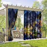 Aperturee - Aperturee Venice Night Waterproof Printed Outdoor Curtains