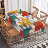 Aperturee - Aperturee Vibrant Abstract Geometric Pattern Rectangle Tablecloth with Grid Lines Modern Artistic Party Decor