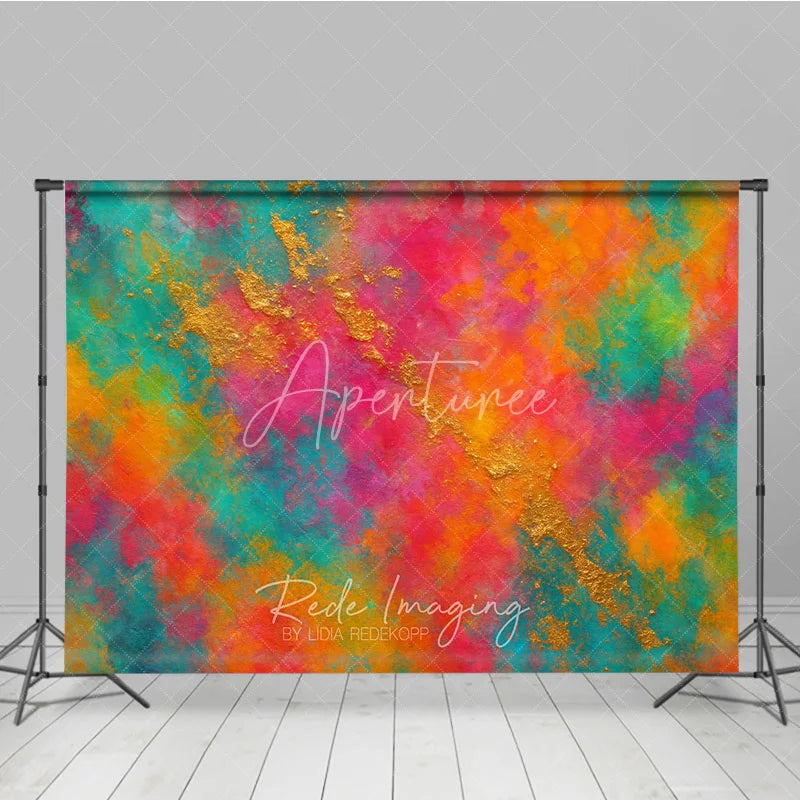 Aperturee - Aperturee Vibrant Abstract Textured Photography Backdrop Colorful Painterly Art Design Accents for Creative Studio Shoots