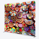 Aperturee - Aperturee Vibrant and Colorful Woven Ethnic Patterns Square Double-Sided Backdrop featuring Geometric Spirals and Stars