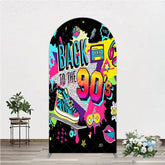 Aperturee - Aperturee Vibrant Back to the 90s Arch Backdrop Retro Skateboard and Cassette Tape Party Decor