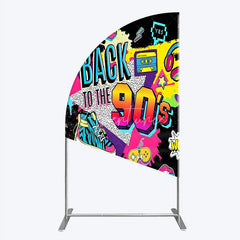 Aperturee - Aperturee Vibrant Back to the 90s Half Moon Arch Backdrop Retro Skateboard and Cassette Tape Party Decor