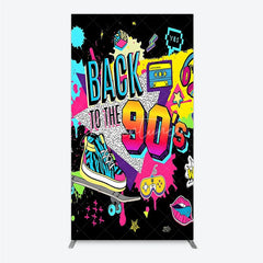 Aperturee - Aperturee Vibrant Back to the 90s Rectangle Backdrop Retro Skateboard and Cassette Tape Party Decor