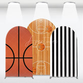 Aperturee - Aperturee Vibrant Basketball Court and Referee Stripe Arch Backdrop Kit Sports Theme Birthday Party Decoration
