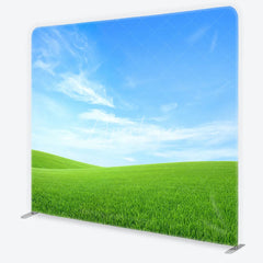 Aperturee - Aperturee Vibrant Blue Sky and Green Rolling Hills Square Double-Sided Backdrop Natural Scenic Photography