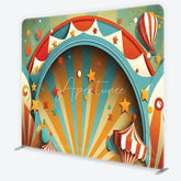 Aperturee - Aperturee Vibrant Carnival Circus Theme Square Double-Sided Backdrop featuring Stars and Hot Air Balloon for Party Decor