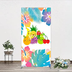 Aperturee - Aperturee Vibrant Cartoon Fruit and Tropical Flower Rectangle Arch Backdrop Summer Party and Kids Birthday Decor.