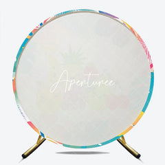 Aperturee - Aperturee Vibrant Cartoon Fruit and Tropical Leaves Round Backdrop Cute Summer Birthday Baby Shower Party Decoration