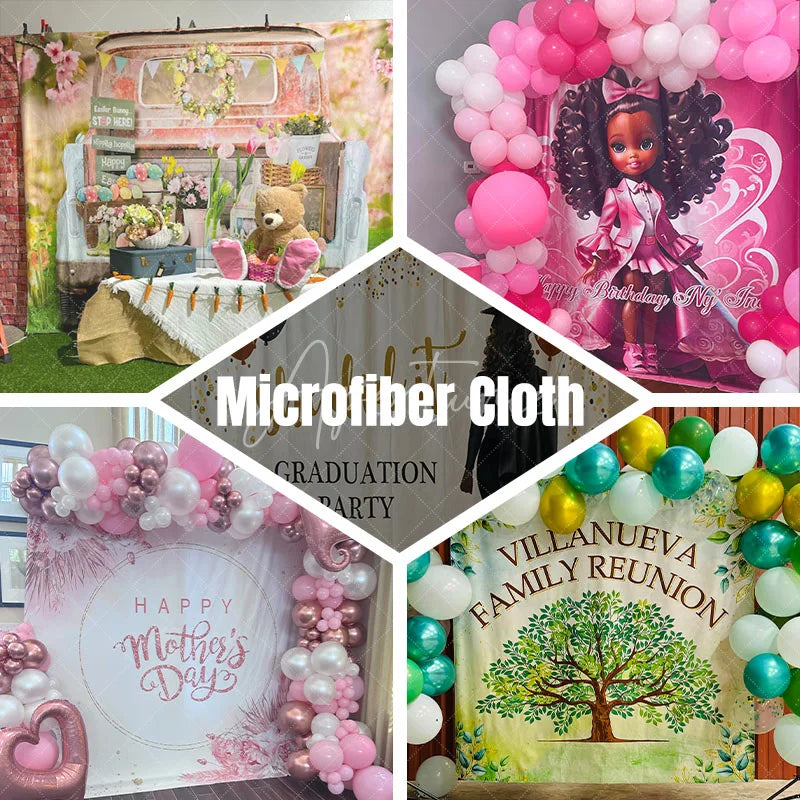 Aperturee - Aperturee Vibrant Cartoon Monster Happy Birthday Backdrop with Rainbow Balloons and Confetti Playful Party Decor