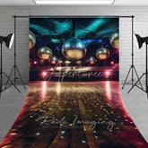 Aperturee - Aperturee Vibrant Disco Ball Stage Sweep Backdrop Sparkling Dance Floor Photography Background for Retro Parties Club Nights