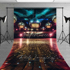 Aperturee - Aperturee Vibrant Disco Ball Stage Sweep Backdrop Sparkling Dance Floor Photography Background for Retro Parties Club Nights