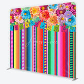 Aperturee - Aperturee Vibrant Fiesta Paper Flower and Banner Square Double-Sided Backdrop Mexican Party Decor