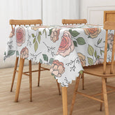 Aperturee - Aperturee Vibrant Floral Tablecloth with Colorful Flowers and Green Leaves for Summer Party and Outdoor Dining
