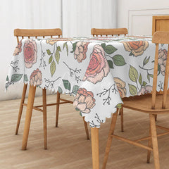 Aperturee - Aperturee Vibrant Floral Tablecloth with Colorful Flowers and Green Leaves for Summer Party and Outdoor Dining