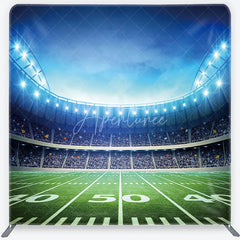 Aperturee - Aperturee Vibrant Football Stadium Field Square Double-Sided Backdrop with Bright Lights Sports Game Day Party Decor