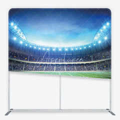 Aperturee - Aperturee Vibrant Football Stadium Field Square Double-Sided Backdrop with Bright Lights Sports Game Day Party Decor