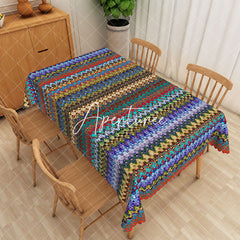 Aperturee - Aperturee Vibrant Geometric Circle Pattern Rectangle Tablecloth