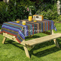 Aperturee - Aperturee Vibrant Geometric Circle Pattern Rectangle Tablecloth