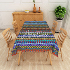 Aperturee - Aperturee Vibrant Geometric Circle Pattern Rectangle Tablecloth
