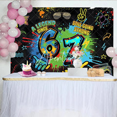 Aperturee - Aperturee Vibrant Graffiti Art 7th Birthday Backdrop A Legend Since Still Going Strong Hip Hop Party Decor