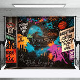 Aperturee - Aperturee Vibrant Graffiti Basketball Photography Backdrop Urban Street Art with Motivational Quotes Sports Theme Party