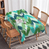 Aperturee - Aperturee Vibrant Green and Teal Brush Stroke Chevron Pattern Rectangle Tablecloth Modern Artistic Party Decor