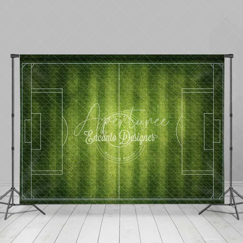 Aperturee - Aperturee Vibrant Green Soccer Field Sports Game Backdrop Football Party Photography Background for Kids Birthday
