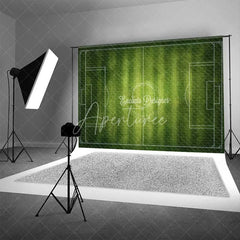 Aperturee - Aperturee Vibrant Green Soccer Field Sports Game Backdrop Football Party Photography Background for Kids Birthday