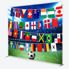 Aperturee - Aperturee Vibrant International Flags and Soccer Field Square Double-Sided Backdrop Global Sports Event Party Decor