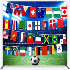 Aperturee - Aperturee Vibrant International Flags and Soccer Field Square Double-Sided Backdrop Global Sports Event Party Decor