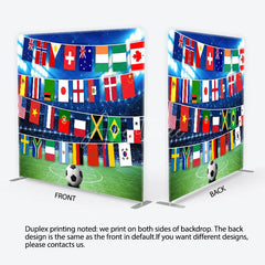 Aperturee - Aperturee Vibrant International Flags and Soccer Field Square Double-Sided Backdrop Global Sports Event Party Decor