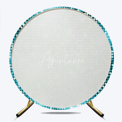 Aperturee - Aperturee Vibrant Light Blue and Turquoise Glitter Disco Round Backdrop Sparkling Celebration Party Decor for Events