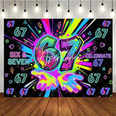Aperturee - Aperturee Vibrant Neon Graffiti 7th Birthday Backdrop Colorful Paint Splatters and Glowing Lights Celebration Party Decor