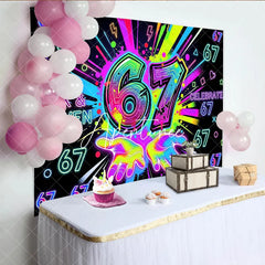 Aperturee - Aperturee Vibrant Neon Graffiti 7th Birthday Backdrop Colorful Paint Splatters and Glowing Lights Celebration Party Decor