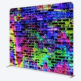 Aperturee - Aperturee Vibrant Neon Graffiti Brick Wall Square Double-Sided Backdrop Abstract Paint Splatter Urban Art Photography