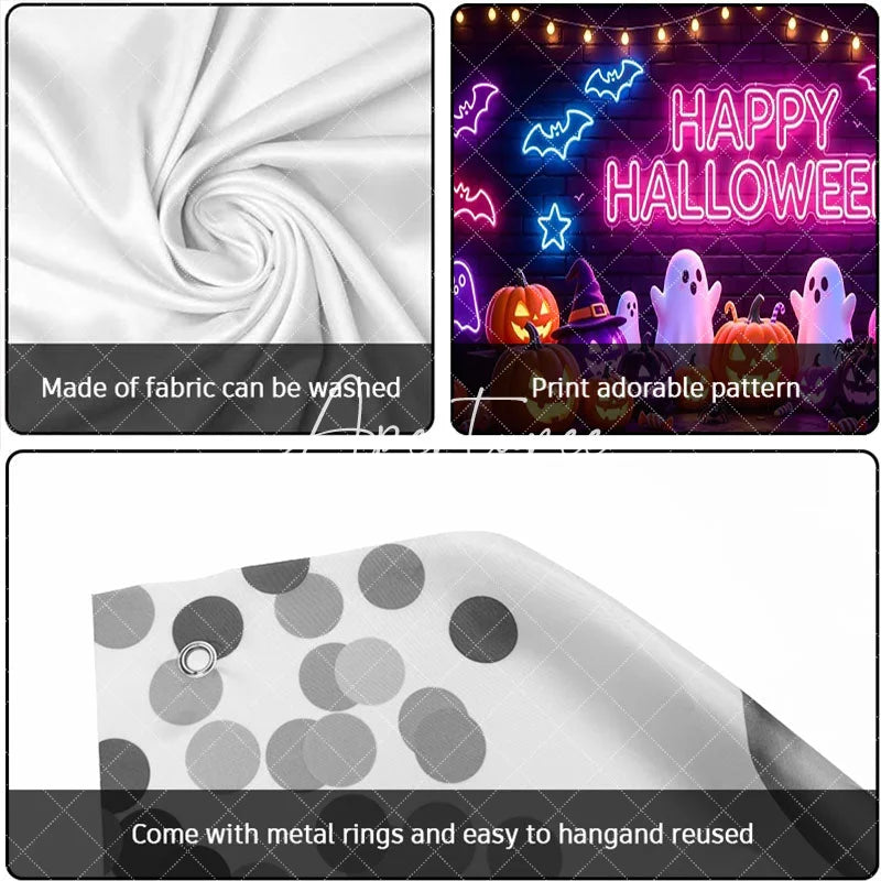Aperturee - Aperturee Vibrant Neon Happy Halloween Bats and Ghosts Garage Door Banner Spooky Pumpkin Party Decor for Festive Celebrations