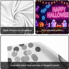 Aperturee - Aperturee Vibrant Neon Happy Halloween Bats and Ghosts Garage Door Banner Spooky Pumpkin Party Decor for Festive Celebrations